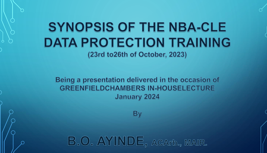 Synopsis of the NBA-CLE Data Protection Training